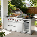 Outdoor Kitchen Island 85.2 Inch 4+1 Burner Propane Gas BBQ Grill 71500 BTU 304 Stainless Steel