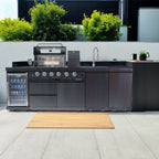 104" 4-Burner 72000 BTU Black Outdoor Kitchen Island Grill with Storage Cabinets & Drawers