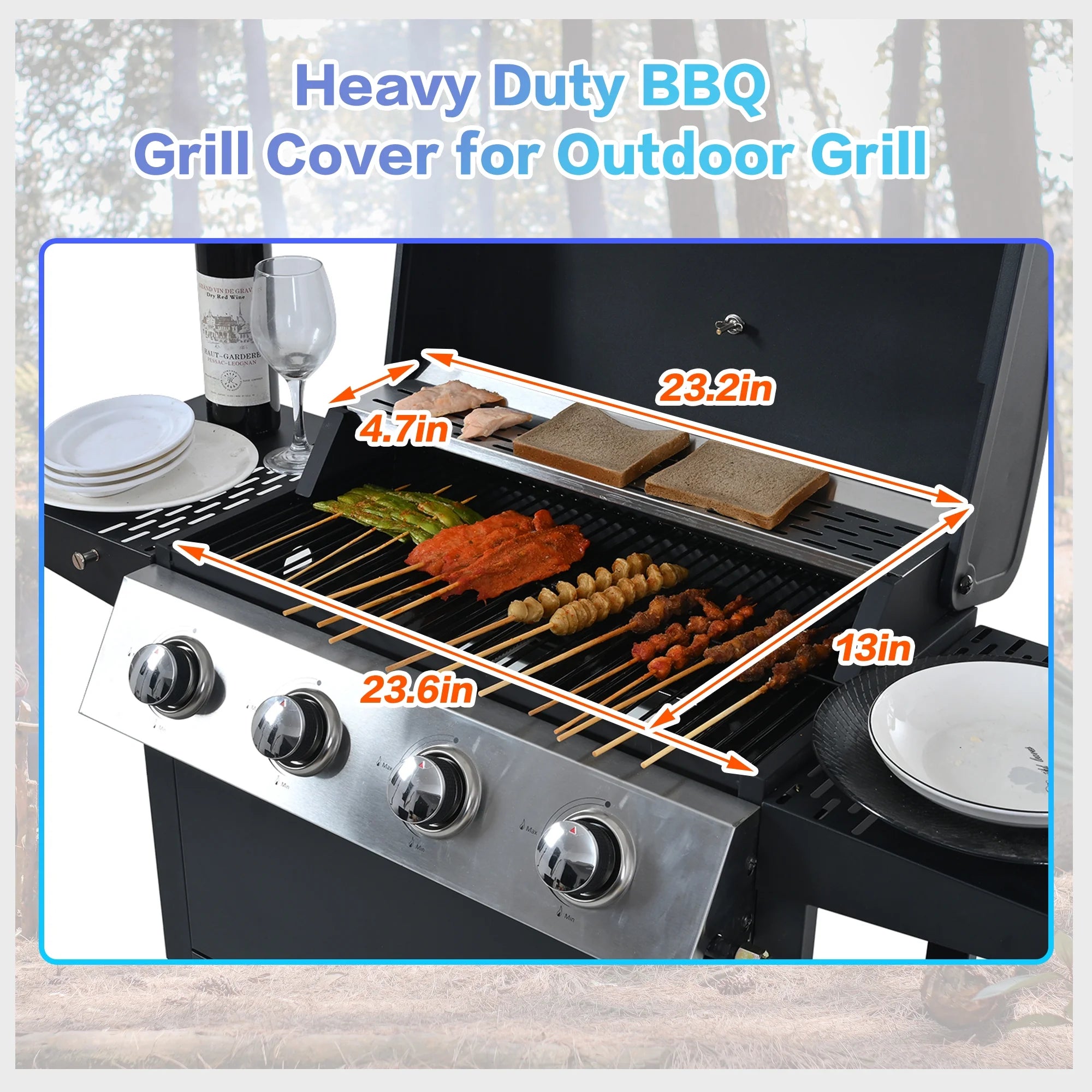 Stainless Steel Burners 4-Burner 34,000 BTU Gas Grill for Patio Outdoor Grills