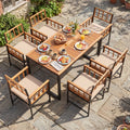 7-Piece Outdoor Dining Set with Acacia Wood Table & Chairs
