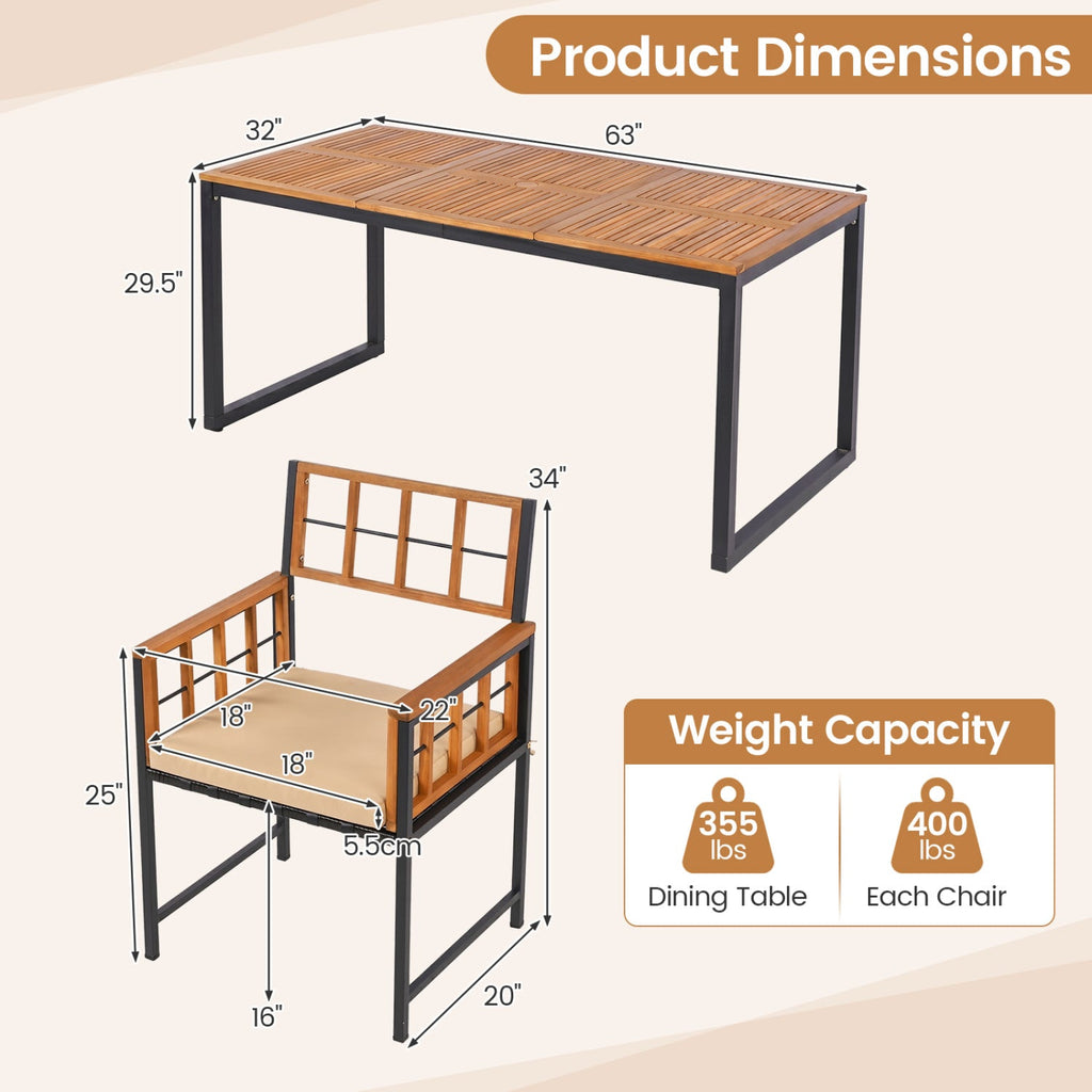 7-Piece Outdoor Dining Set with Acacia Wood Table & Chairs