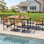 7-Piece Outdoor Dining Set with Acacia Wood Table & Chairs