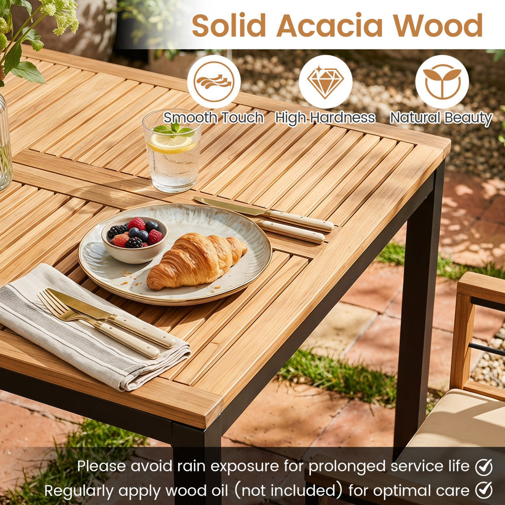 7-Piece Outdoor Dining Set with Acacia Wood Table & Chairs