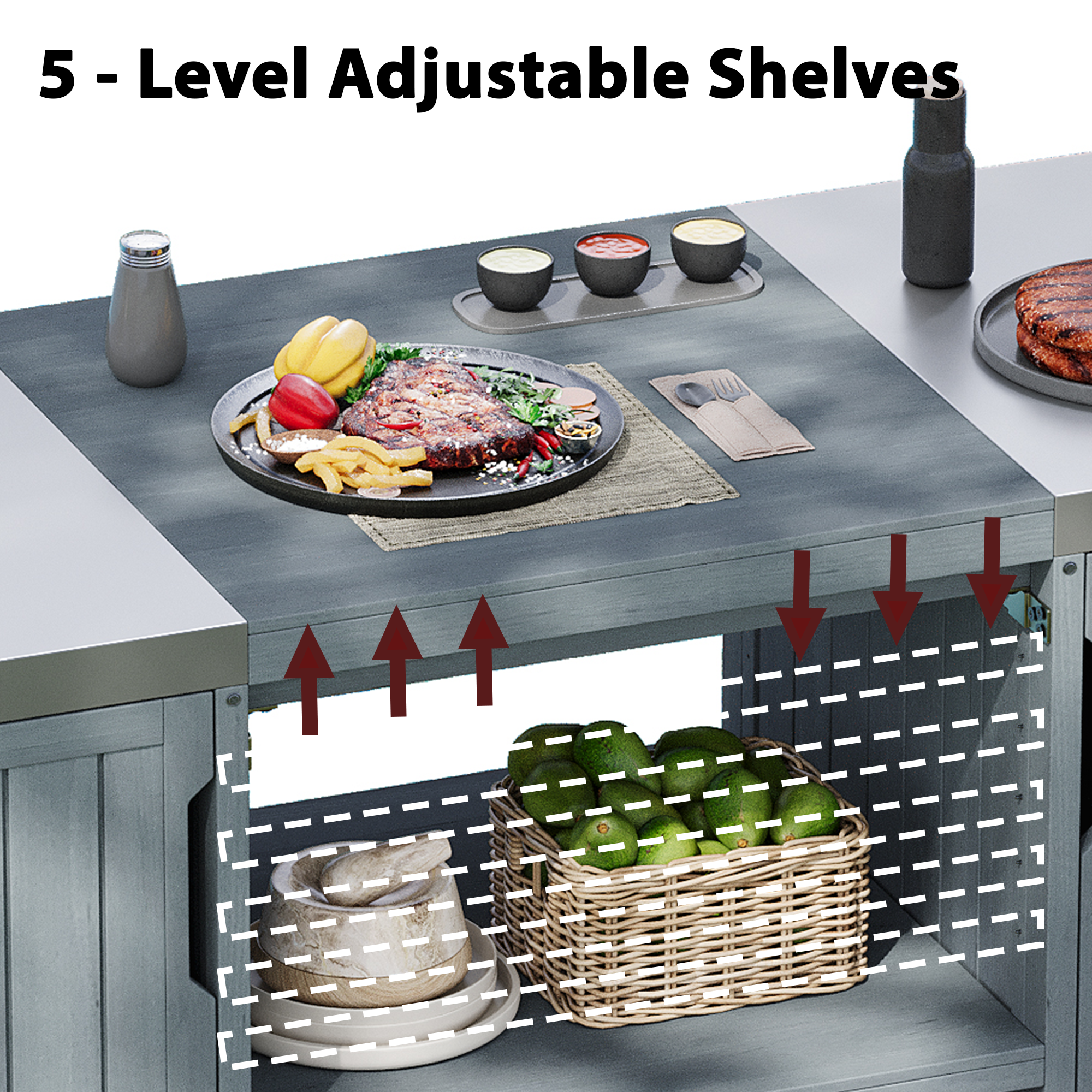 K&K 66.5" Outdoor Kitchen Island for Big Green Egg Grills (Cart only…)