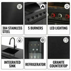 84-Inch Deluxe Stainless Steel Gas Outdoor Kitchen Barbecue Island Grill