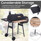 Outsunny 48” Steel Portable Backyard Charcoal BBQ Grill and Offset Smoker Combo
