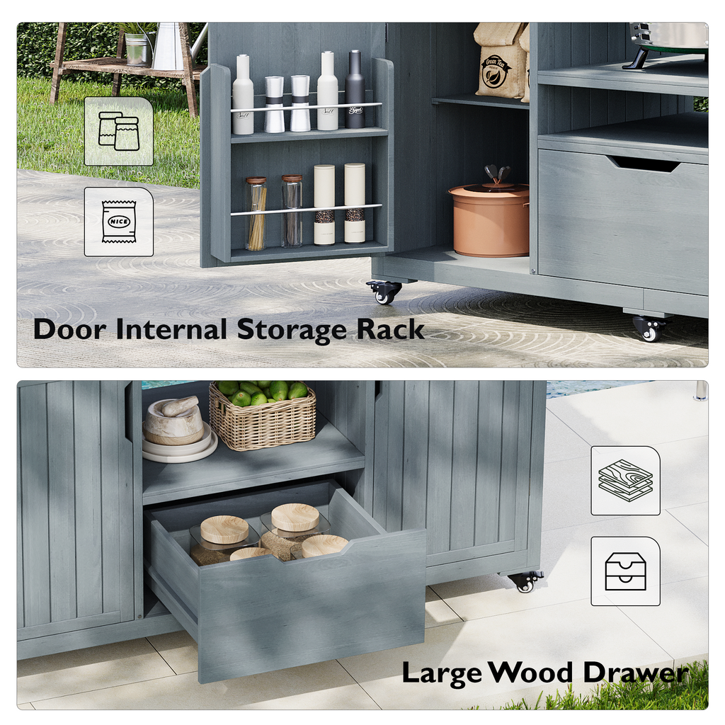 K&K 66.5" Outdoor Kitchen Island for Big Green Egg Grills (Cart only…)