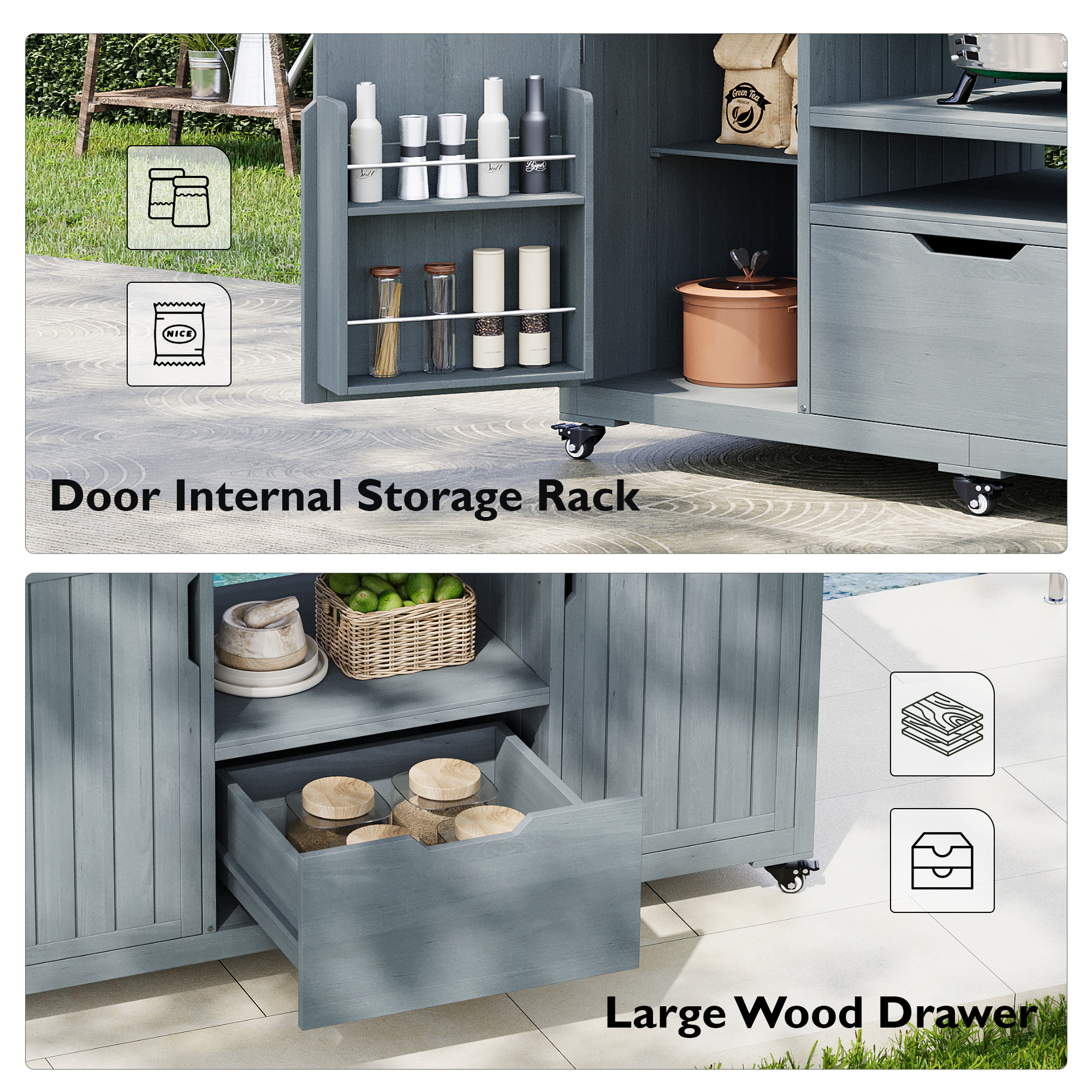 K&K 66.5" Outdoor Kitchen Island for Big Green Egg Grills (Cart only…)