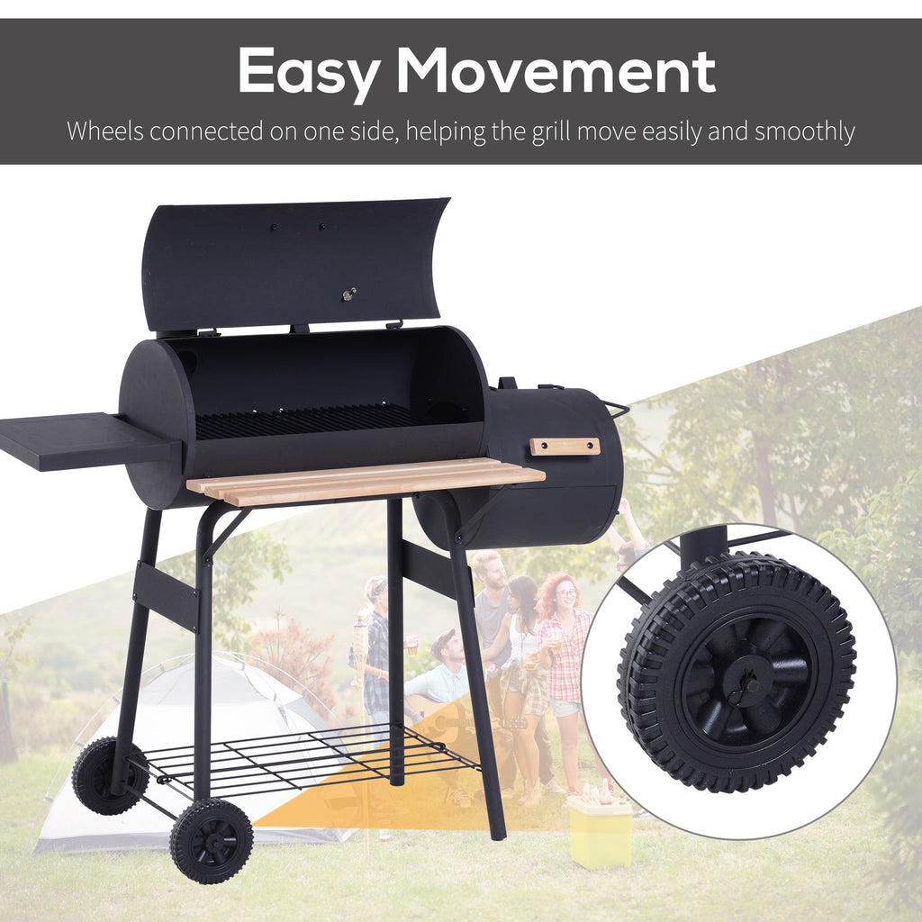 Outsunny 48” Steel Portable Backyard Charcoal BBQ Grill and Offset Smoker Combo