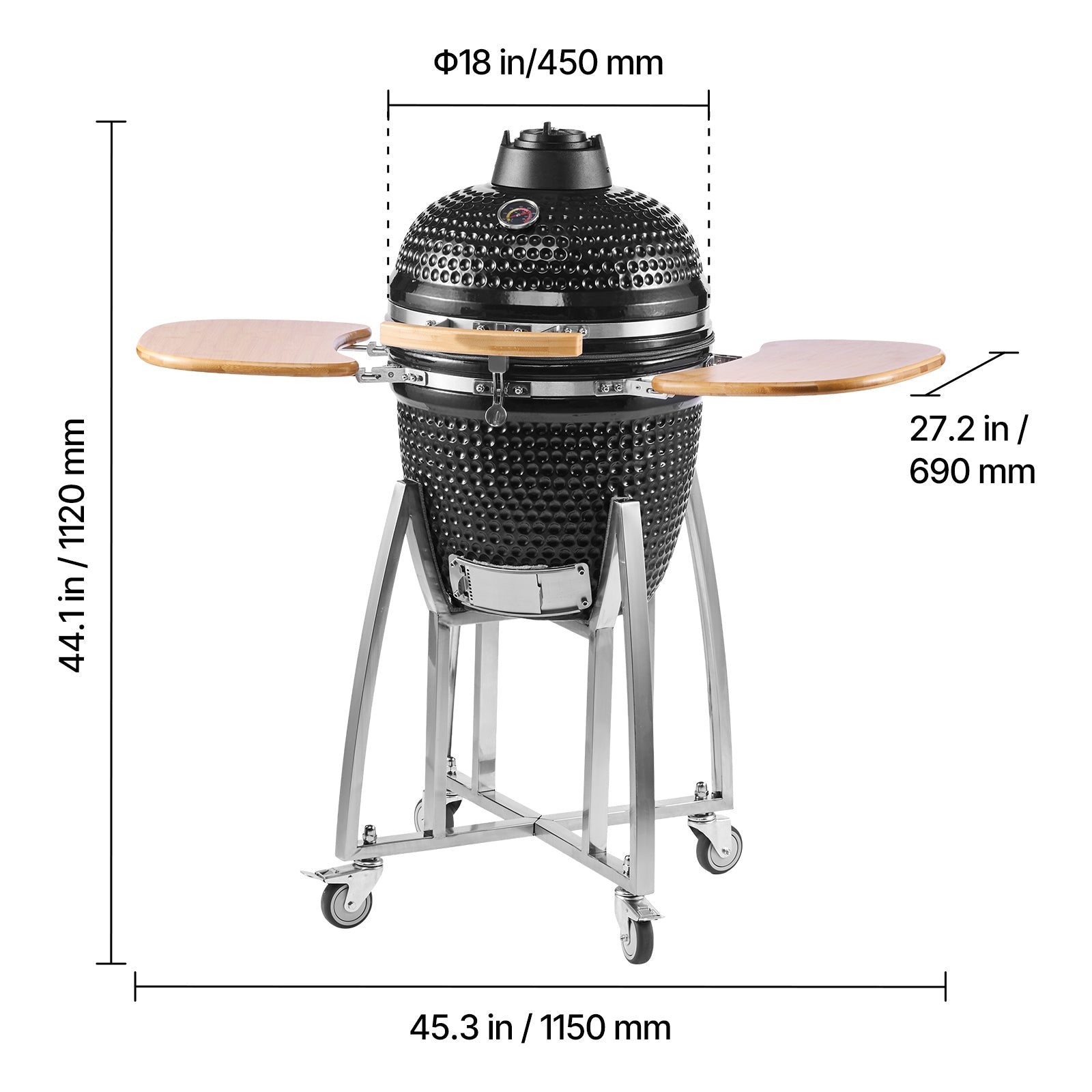 Charcoal Smoker and Grill, 18" Kamado
