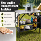 Foldable Outdoor Cook Station with Removable Shelves