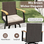 360° Swivel Outdoor Bar Stool with Cushion & Wood Armrests