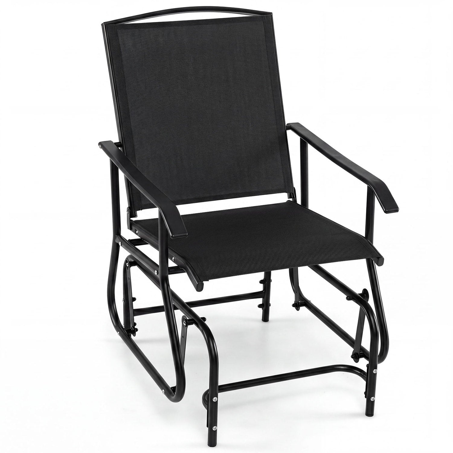 Outdoor Glider Chair with Metal Frame and Armrests