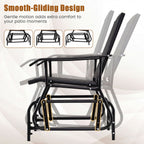 Outdoor Glider Chair with Metal Frame and Armrests