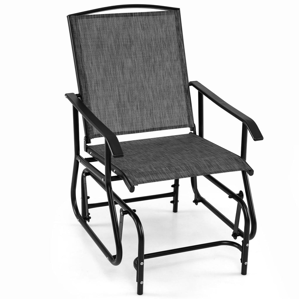Outdoor Glider Chair with Metal Frame and Armrests