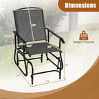 Outdoor Glider Chair with Metal Frame and Armrests
