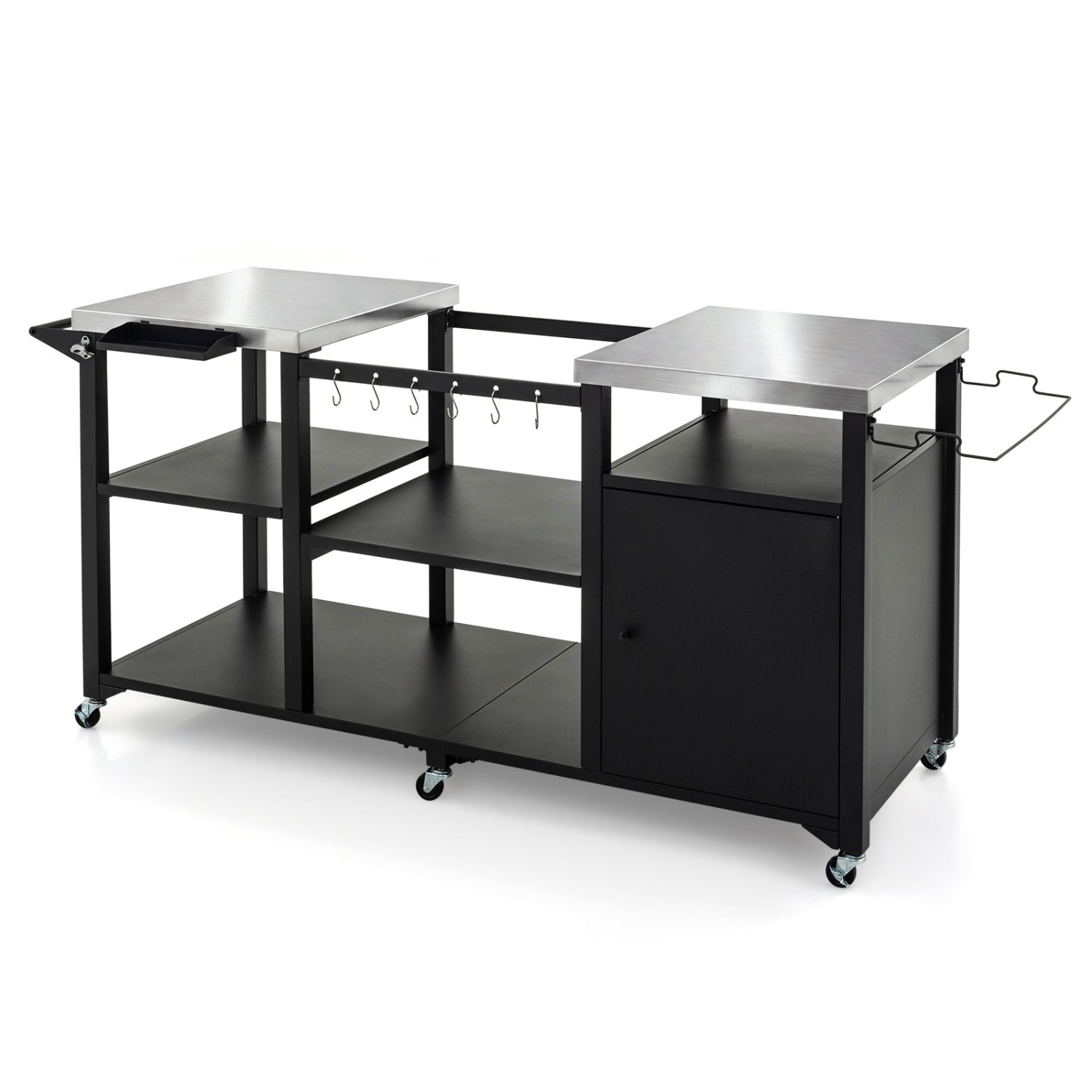 Outdoor Grill Cart with Stainless Steel Tabletop & Cabinet
