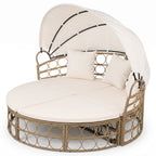 Outdoor Patio Daybed with Retractable Canopy and Cushions