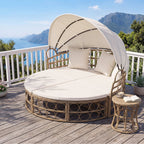 Outdoor Patio Daybed with Retractable Canopy and Cushions