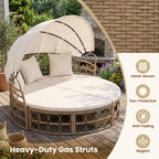 Outdoor Patio Daybed with Retractable Canopy and Cushions
