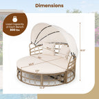 Outdoor Patio Daybed with Retractable Canopy and Cushions