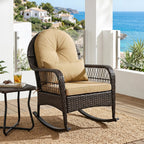 Outdoor Wicker Rocking Chair with Cushions - 400 LBS Capacity