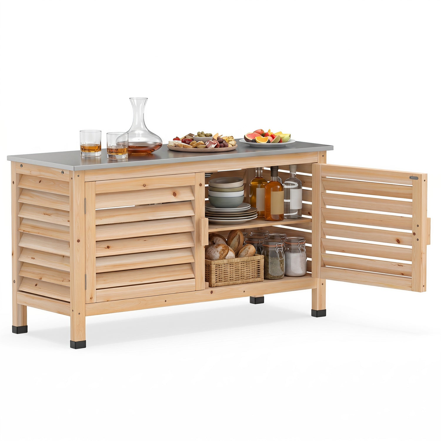 Outdoor Storage Cabinet with Stainless Steel Countertop