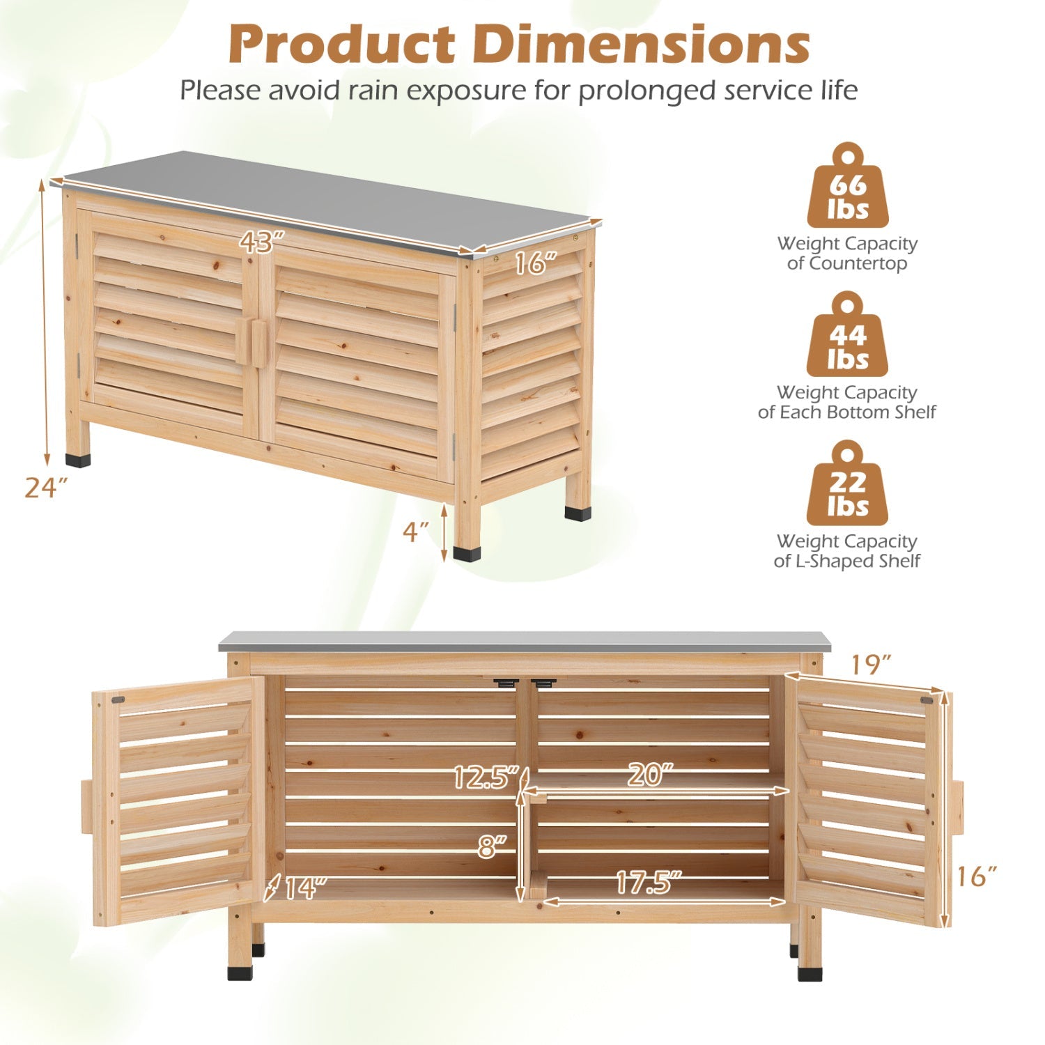 Outdoor Storage Cabinet with Stainless Steel Countertop