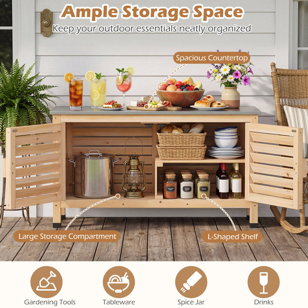 Outdoor Storage Cabinet with Stainless Steel Countertop