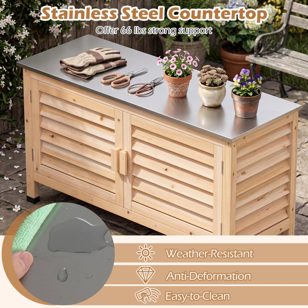 Outdoor Storage Cabinet with Stainless Steel Countertop