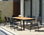 Portals Dark Lite FSC Teak Wood and Aluminum Rectangular Dining Set