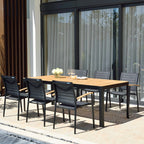 Portals Dark Lite FSC Teak Wood and Aluminum Rectangular Dining Set