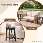 2-Tier Eucalyptus Wood Outdoor Side Table Set of 2