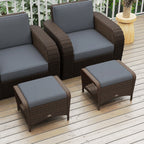 Outdoor PE Wicker Ottomans Set of 2 with Removable Cushions