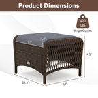 Outdoor PE Wicker Ottomans Set of 2 with Removable Cushions