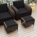 Outdoor PE Wicker Ottomans Set of 2 with Removable Cushions