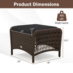 Outdoor PE Wicker Ottomans Set of 2 with Removable Cushions