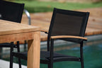 Rinjani Rectangular Table and 4 Vera Stacking Armchair Dining Set