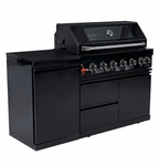 Black 6-Burner 85000 BTU Deluxe Stainless Steel Propane Gas Outdoor Kitchen Barbecue Island Grill with Marble