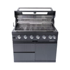 Castelle Flame Inferno Premium Black Stainless Steel 6-Burner Liquid Propane Kitchen Grill Island With Rotisserie Kit (SAK82641)