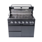Castelle Flame Inferno Premium Black Stainless Steel 6-Burner Liquid Propane Kitchen Grill Island With Rotisserie Kit (SAK82641)