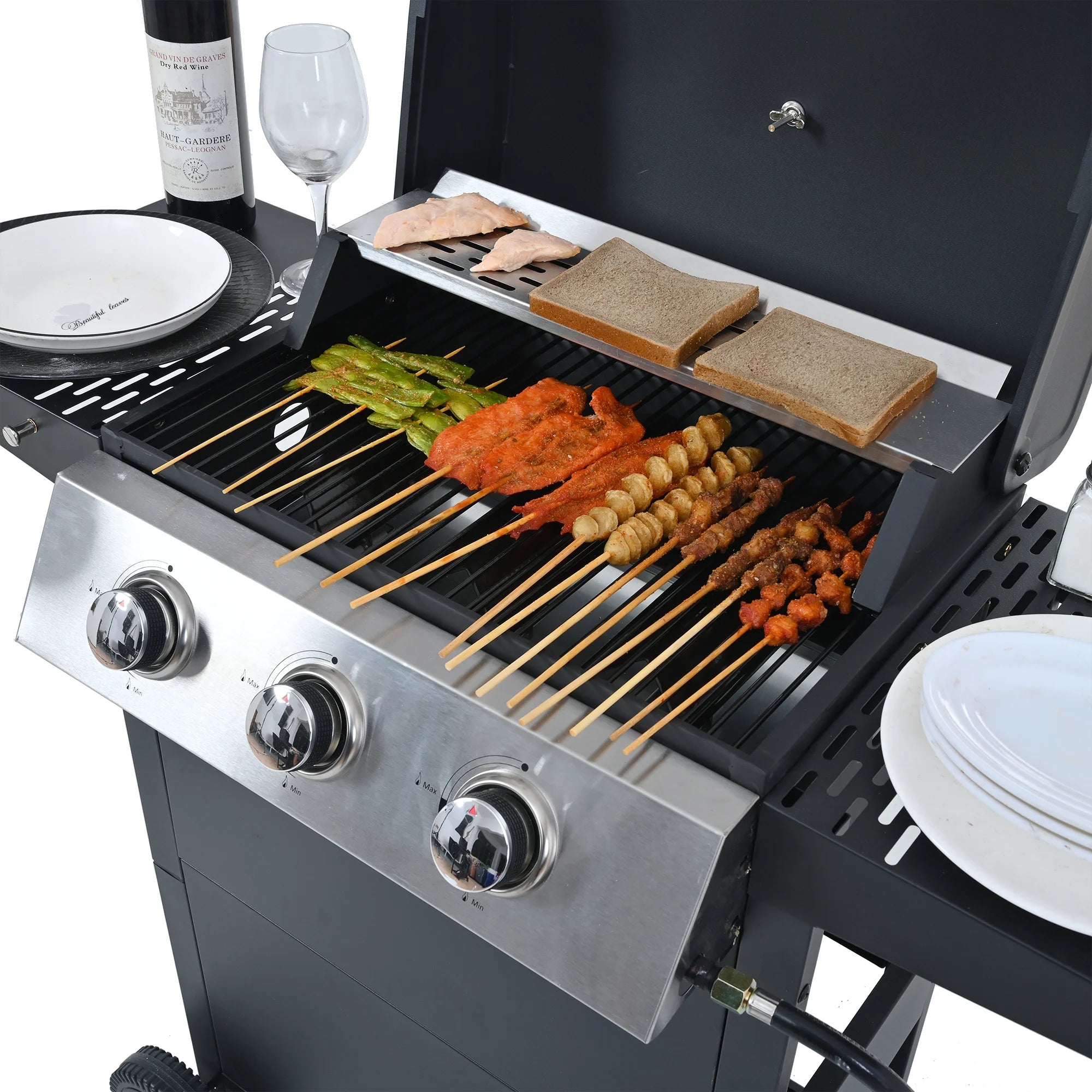 Stainless Steel Burners 4-Burner 34,000 BTU Gas Grill for Patio Outdoor Grills