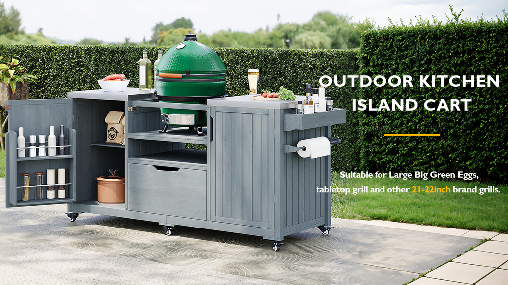 K&K 66.5" Outdoor Kitchen Island for Big Green Egg Grills (Cart only…)