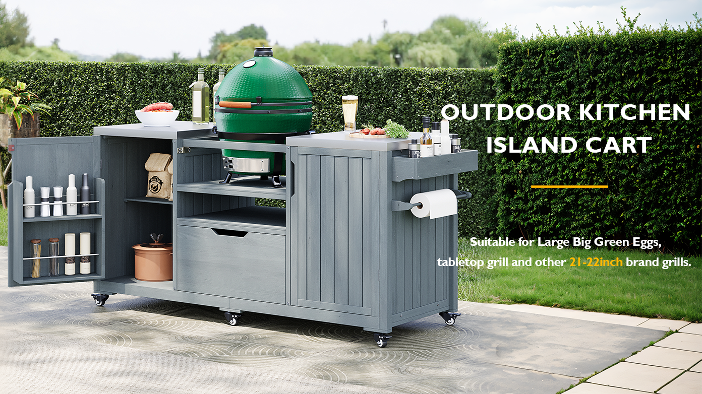 K&K 66.5" Outdoor Kitchen Island for Big Green Egg Grills (Cart only…)