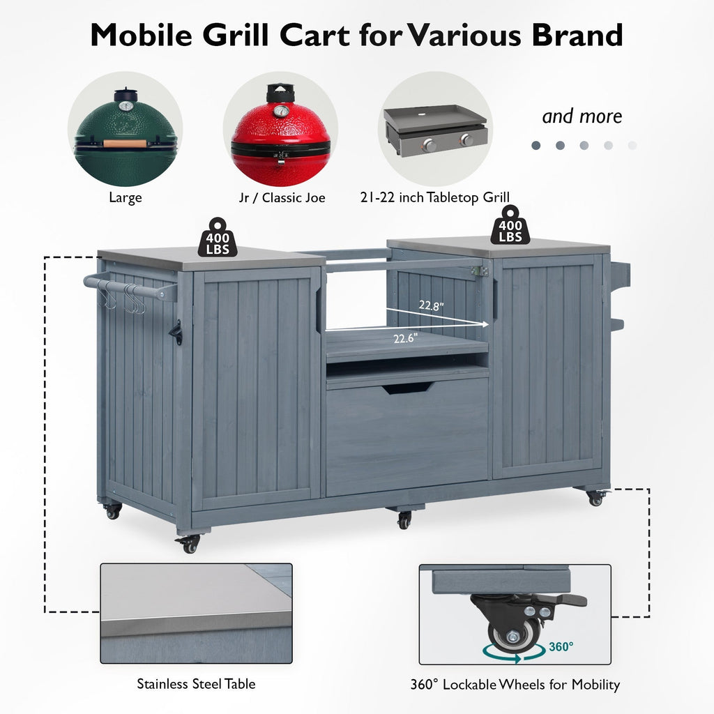 K&K 66.5" Outdoor Kitchen Island for Big Green Egg Grills (Cart only…)
