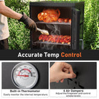 40'' Vertical BBQ Smoker W/Built-In Thermometer Adjustable Air Dampers for Party