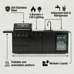 84-Inch Deluxe Stainless Steel Gas Outdoor Kitchen Barbecue Island Grill