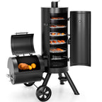Vertical Charcoal Grill with Offset Smoker 961 Square Inches Extra Large BBQ