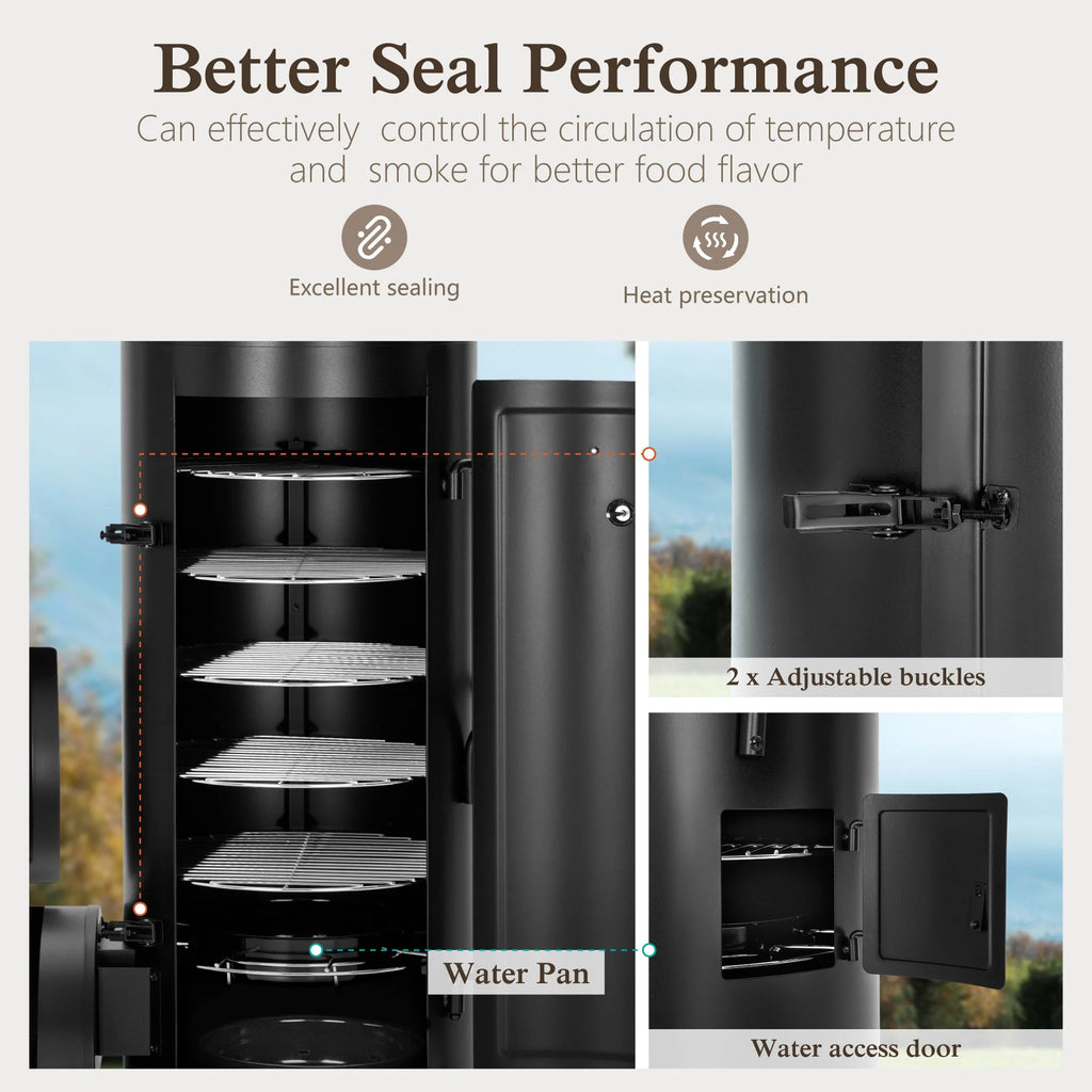 Vertical Charcoal Grill with Offset Smoker 961 Square Inches Extra Large BBQ