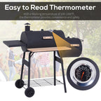 Outsunny 48” Steel Portable Backyard Charcoal BBQ Grill and Offset Smoker Combo